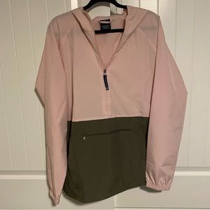 Charles River Half Zip Windbreaker Olive and Light Pink, size large